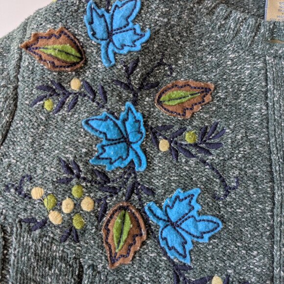 Forest Green Leaf Cardigan - Picture 7 of 7